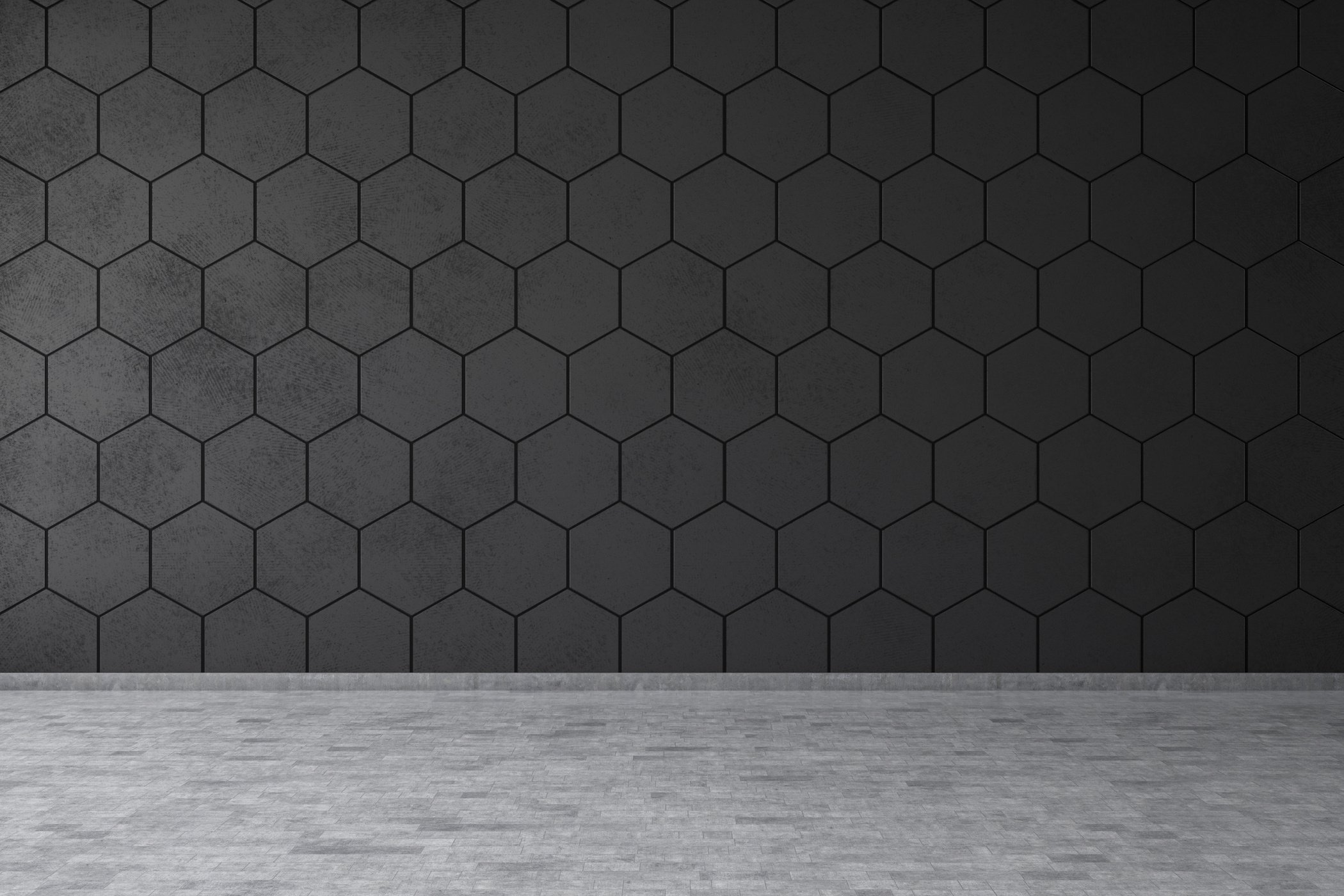 Empty Black Geometric Hexagonal Wall